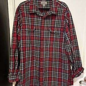 Carhartt Men's Red and Black Plaid Button Down Shirt